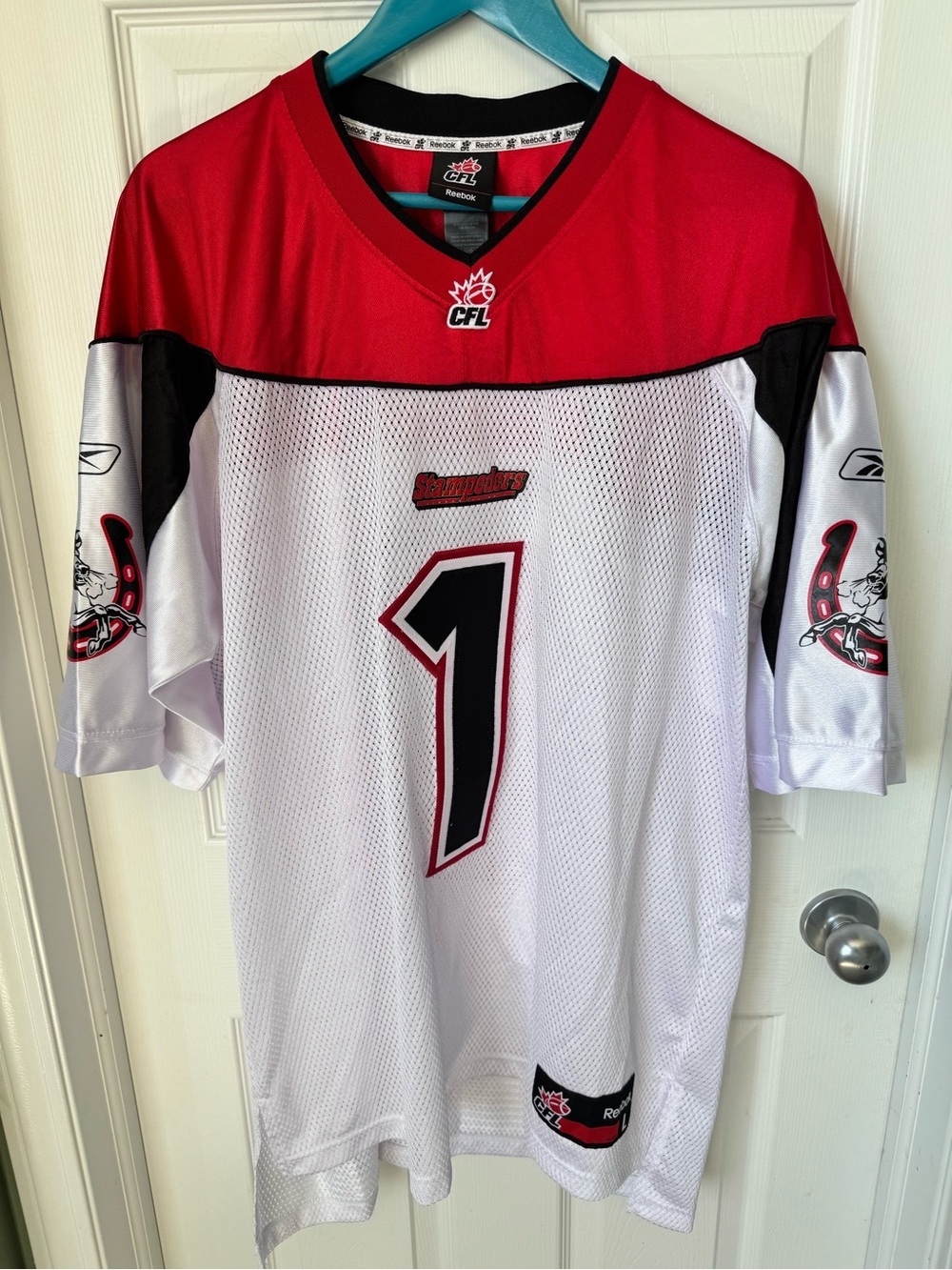 Mens Calgary Stampeders Henry Burris CFL Jersey Size Large Stitched